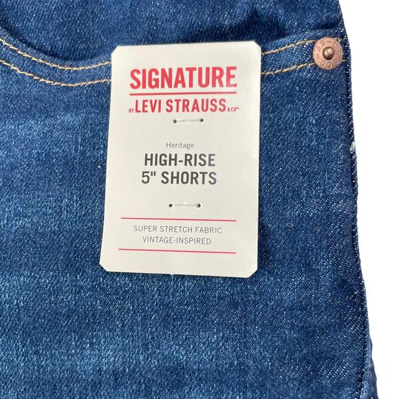 Levis Womens Jean Shorts Sz 18 Hertitage High Rise 5" Shorts Super Stretch Denim - Picture 4 of 12